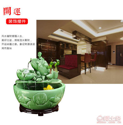 流水器陶瓷批發廠家直銷 德化縣五福瓷苑藝術瓷研究所，辦公居家擺件中的招財送禮佳品